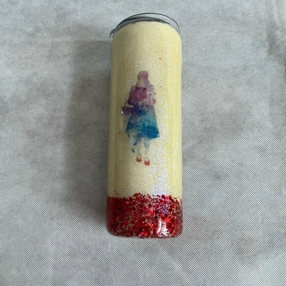Red Cream Sparkling Glitter Tumbler There's No Place Like Home Lid 8.5
